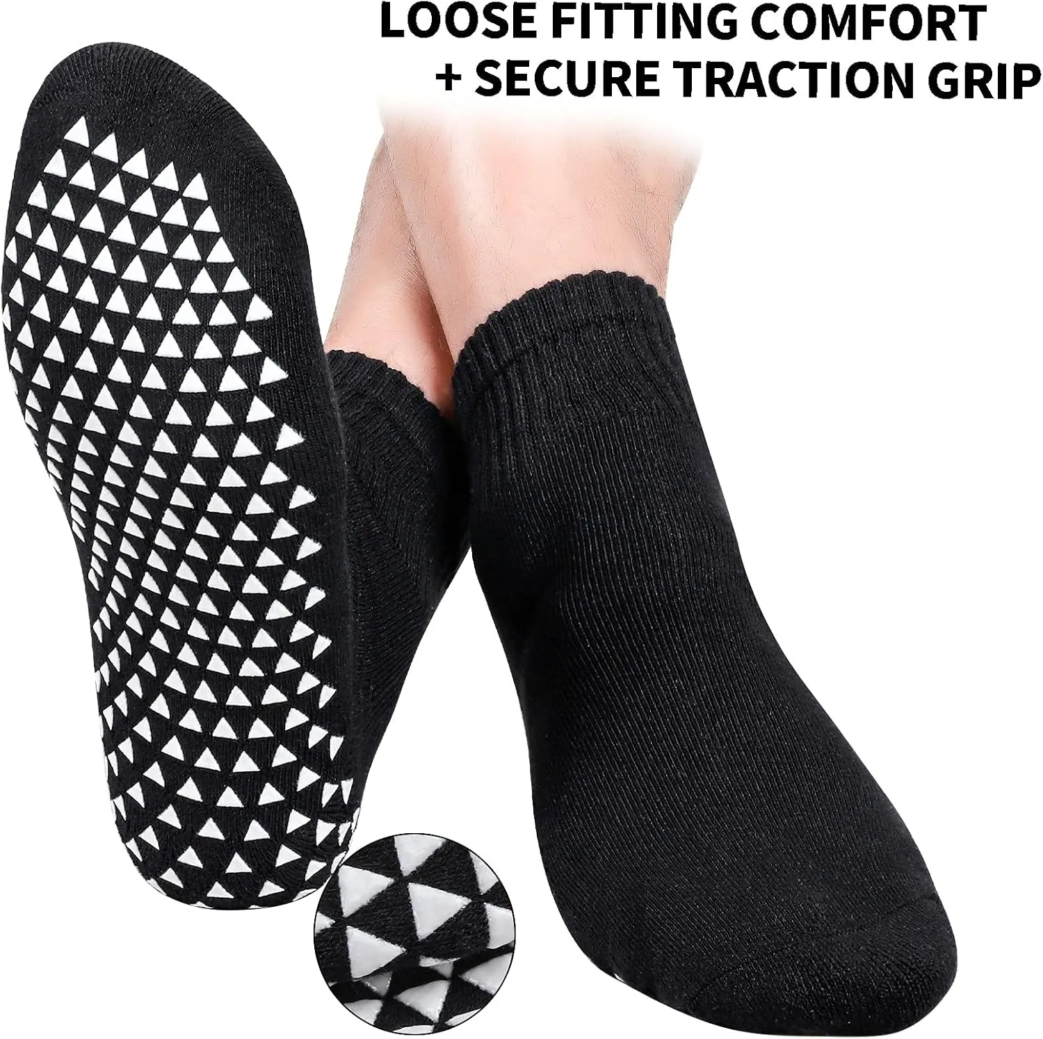3 Pairs of Wide Socks With Non-Skid Grips for Lymphedema, Swollen Feet, Heels, Swelling, Edema, Arch, Post Partum Foot