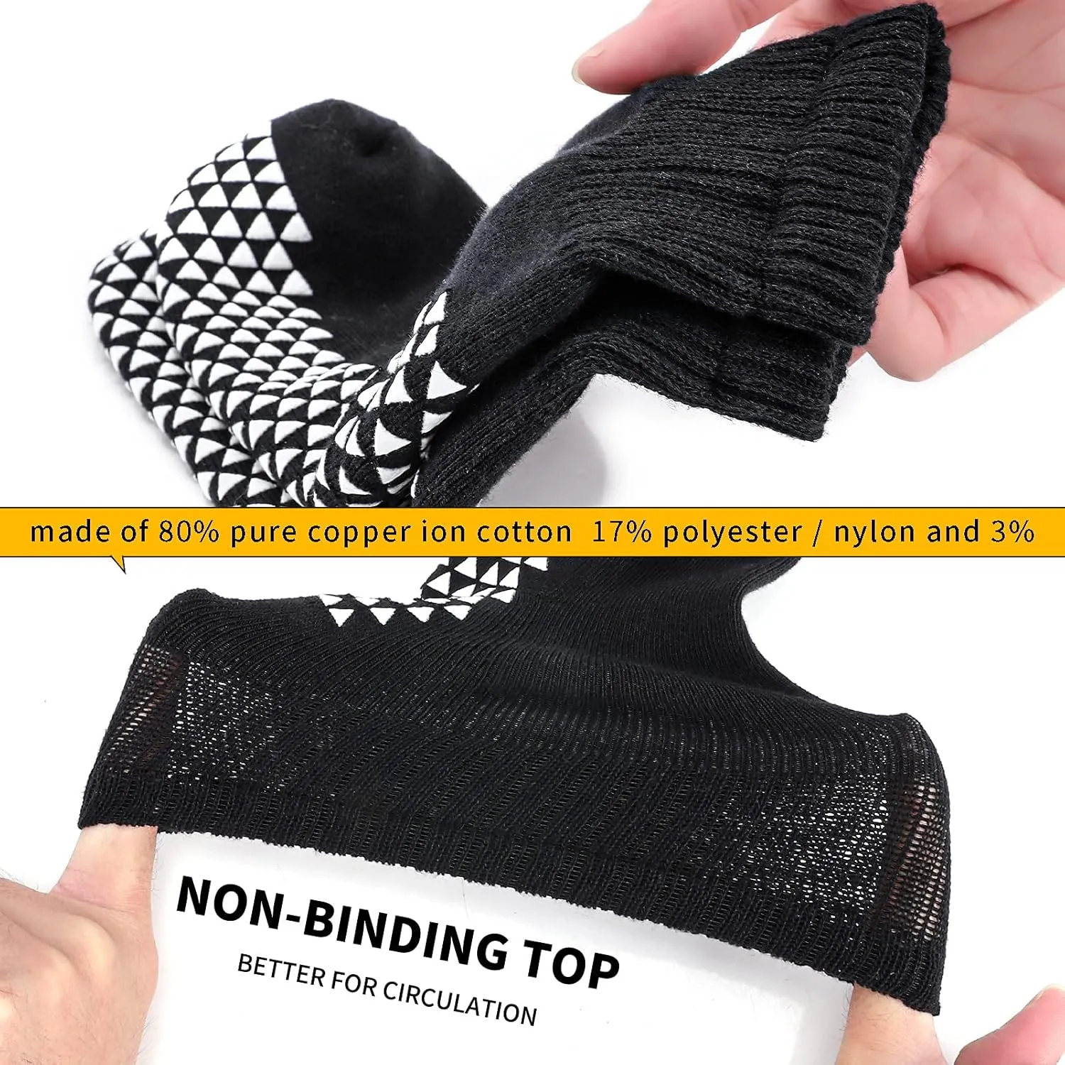 3 Pairs of Wide Socks With Non-Skid Grips for Lymphedema, Swollen Feet, Heels, Swelling, Edema, Arch, Post Partum Foot