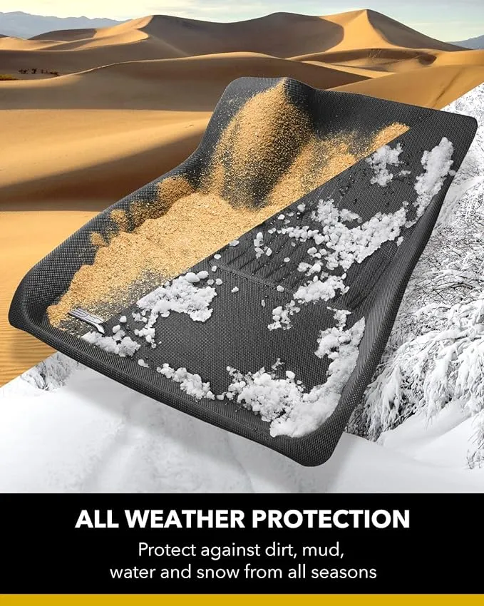 3D MAXpider Custom Fit Kagu Floor Mat (Black) Compatible with Rivian R1T 2022-2024 - Full Set