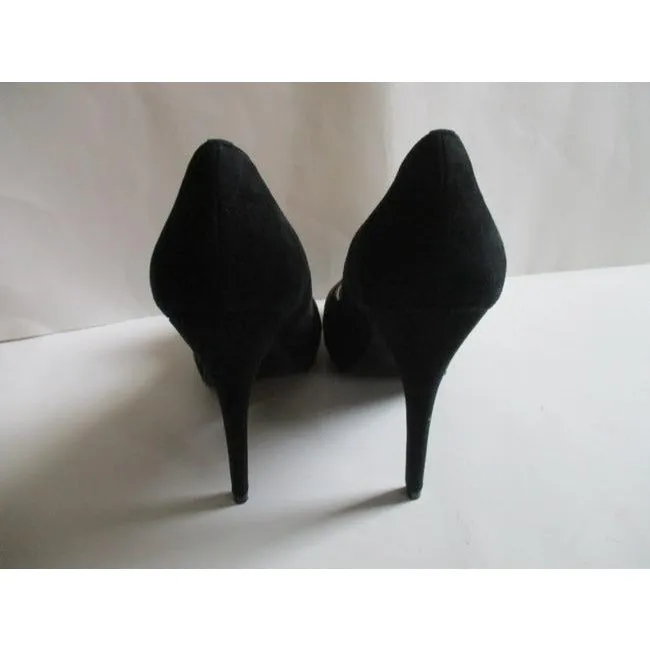 Beverly Feldman Black And Gold Leopard Soft Brushed Suede Pumps Size Us