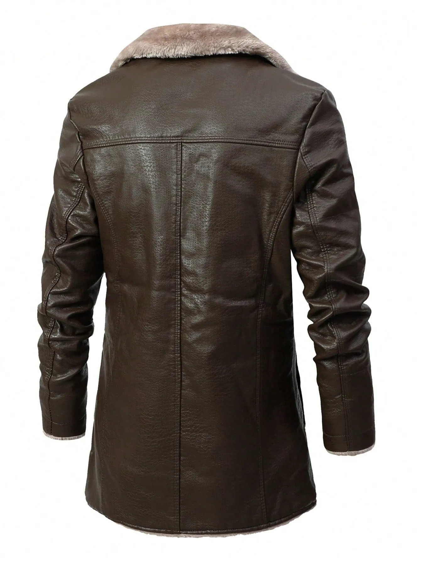 Button Front Single Breasted Lapel Neck Thermal Lined Coat
