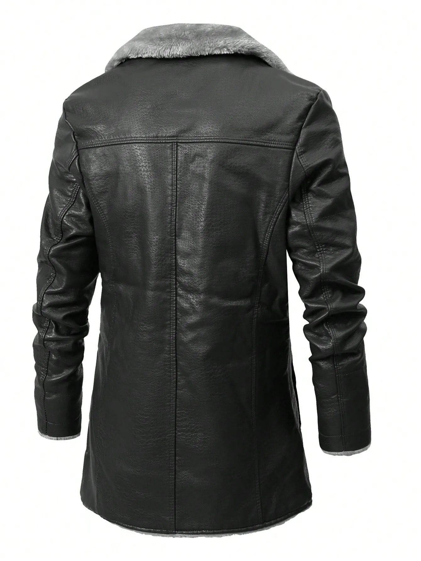 Button Front Single Breasted Lapel Neck Thermal Lined Coat
