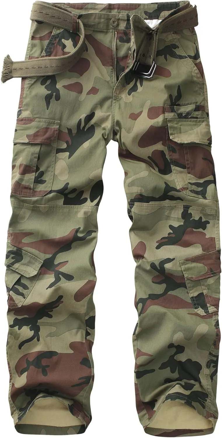 Cargo Pants for Men Camo Hiking Pants Work Casual Pants with Multi Pocket