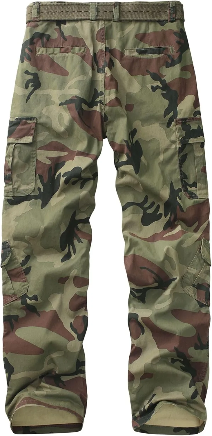 Cargo Pants for Men Camo Hiking Pants Work Casual Pants with Multi Pocket