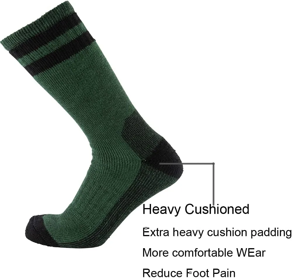 Cerebro Merino Wool Socks for Men, Cushioned Mid-calf Socks Moisture Wicking Men's Hiking Socks for Home, Trekking, Outdoors