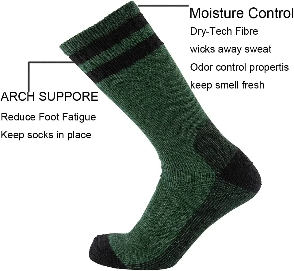 Cerebro Merino Wool Socks for Men, Cushioned Mid-calf Socks Moisture Wicking Men's Hiking Socks for Home, Trekking, Outdoors