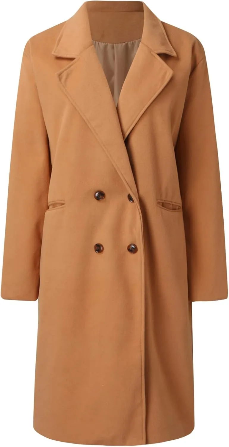 cooki Wool Jacket for Women 2024 Women's Winter Warm Wool Blend Coat Casual Dressy Notch Lapel Single-Breasted Peacoat