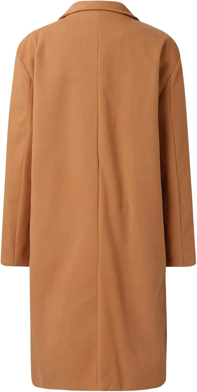 cooki Wool Jacket for Women 2024 Women's Winter Warm Wool Blend Coat Casual Dressy Notch Lapel Single-Breasted Peacoat