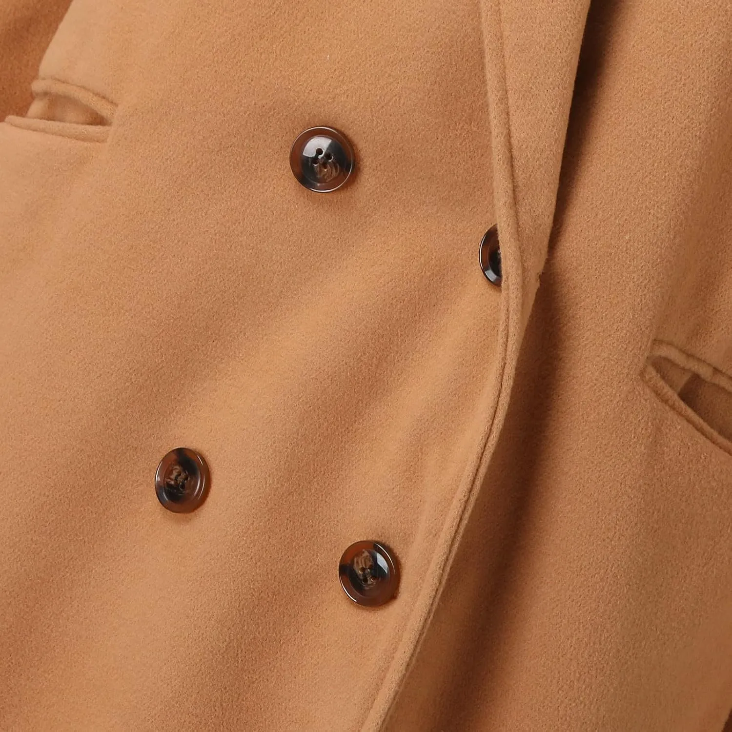 cooki Wool Jacket for Women 2024 Women's Winter Warm Wool Blend Coat Casual Dressy Notch Lapel Single-Breasted Peacoat