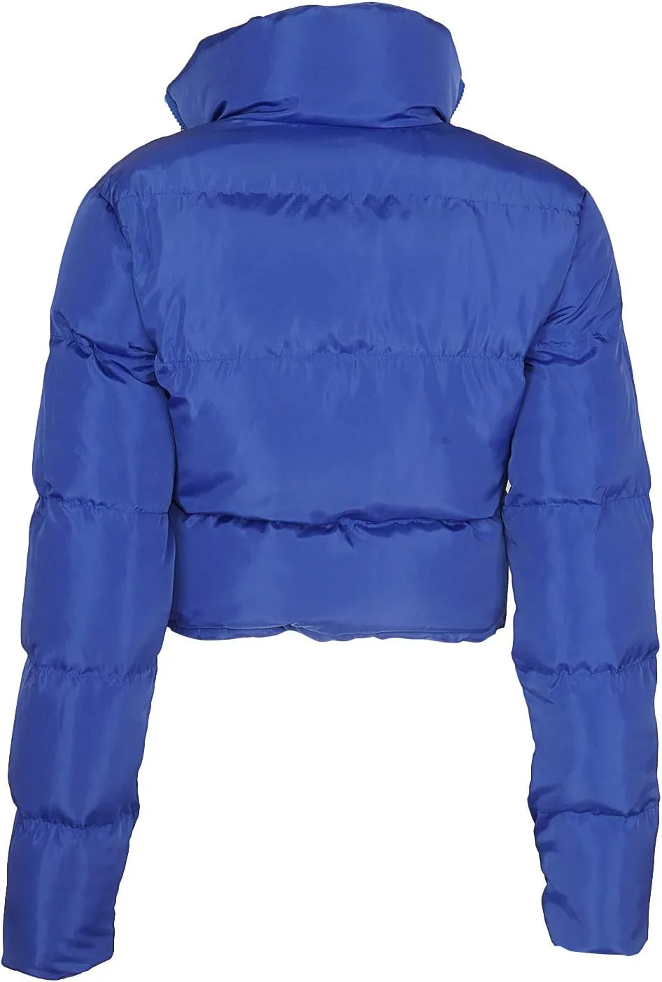DASAYO Women's Stand Neck Puffy Quilted Jacket Thicken Bubble Puffer Padded Full Zip Waist Drawcord Short Down Coats