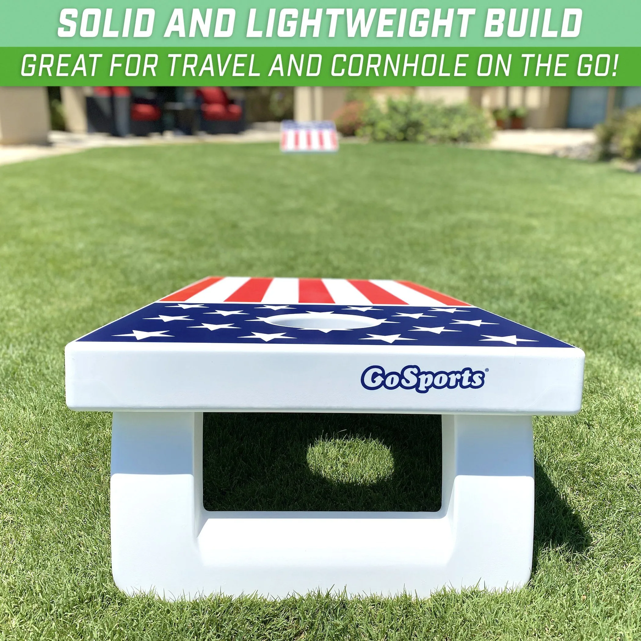 GoSports 4 ft x 2 ft All-Weather Cornhole Set - American Flag