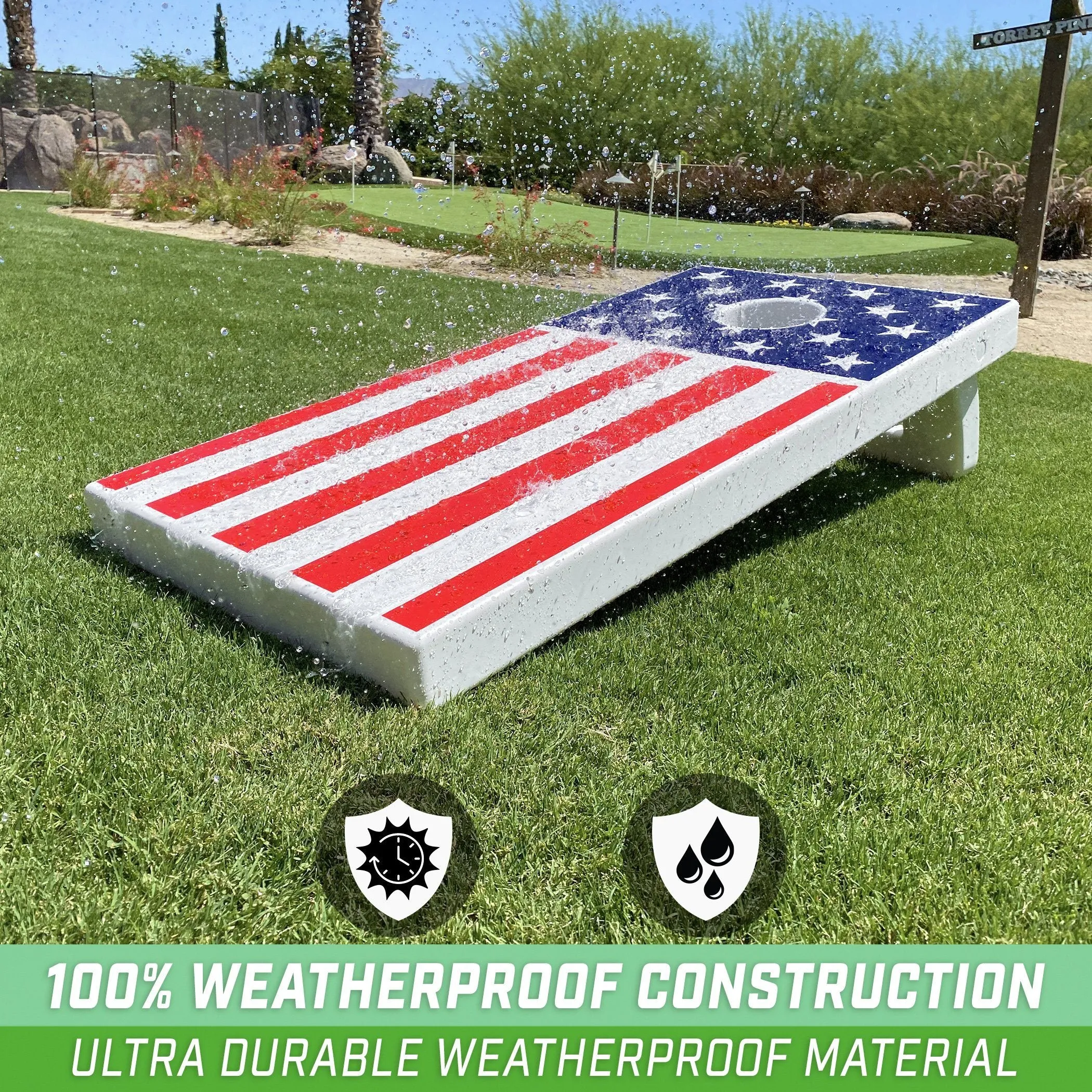 GoSports 4 ft x 2 ft All-Weather Cornhole Set - American Flag