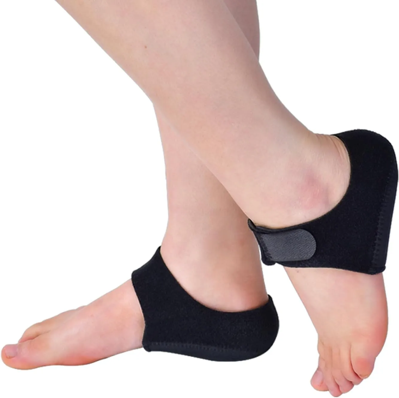 Heel Protectors HeelCups Gel Cushion Support for Plantar Fasciitis, ankle brace Heel Pain, Achilles Tendinitis, Dry Cracked Heels, Heel Pads for Men & Women (Black, S)
