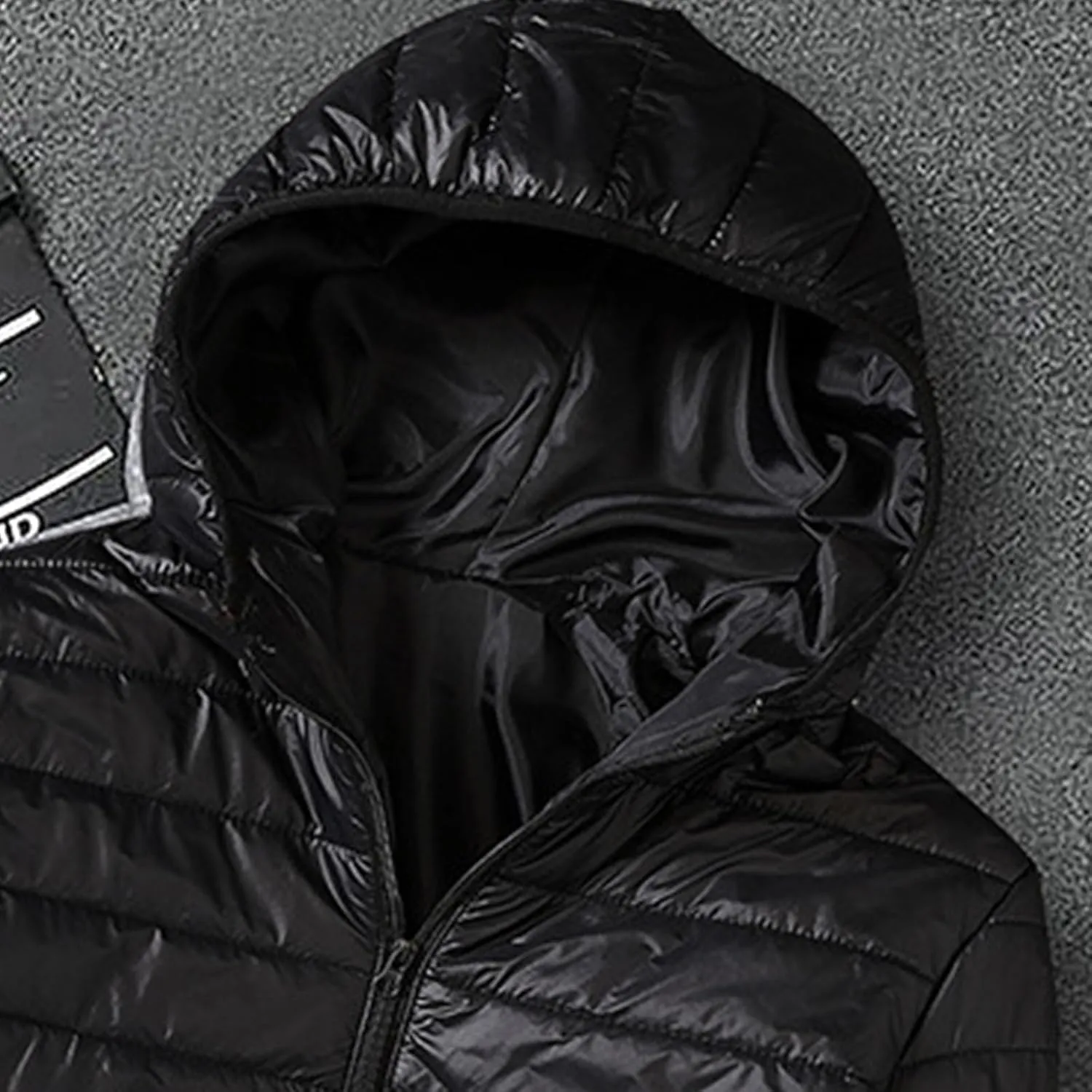 Men Puffer Jacket with Hood, Lightweight Packable Down Jacket Warm Quilted Jacket Plus Size Winter Coat for Hiking