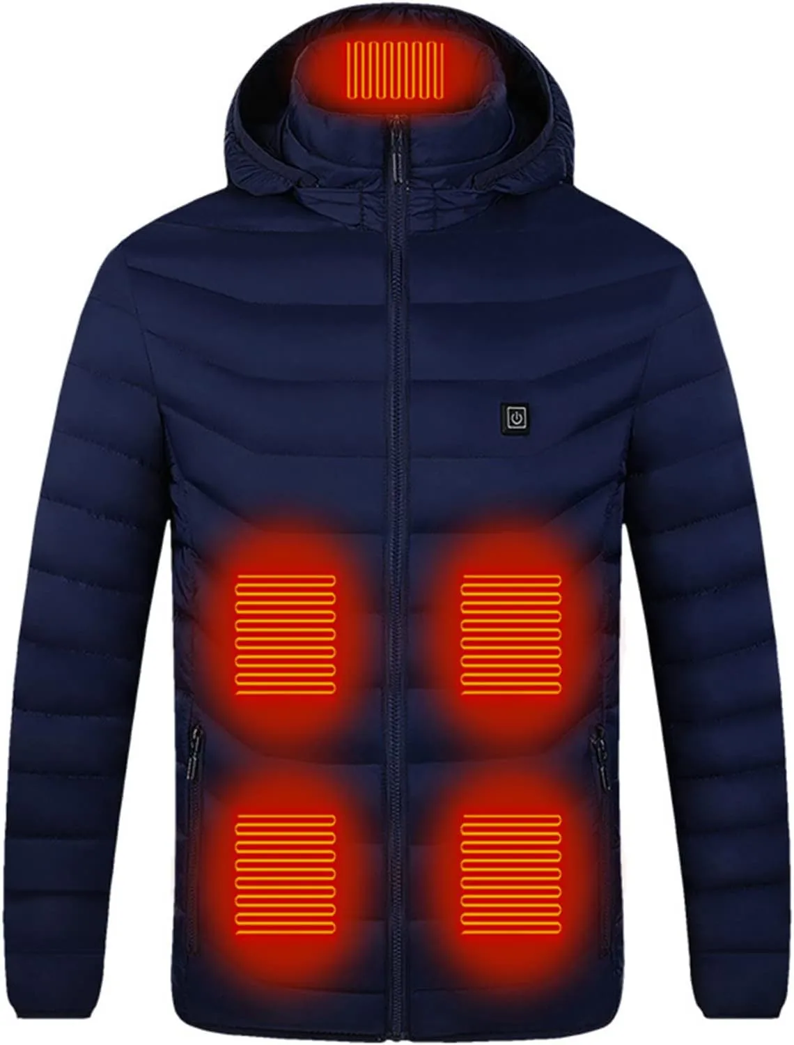 Men Women Heated Coat Rechargeable Smart Heating Hooded Jacket Winter Lightweight Thermal Outdoor Adjustable Warm Puffer Coat