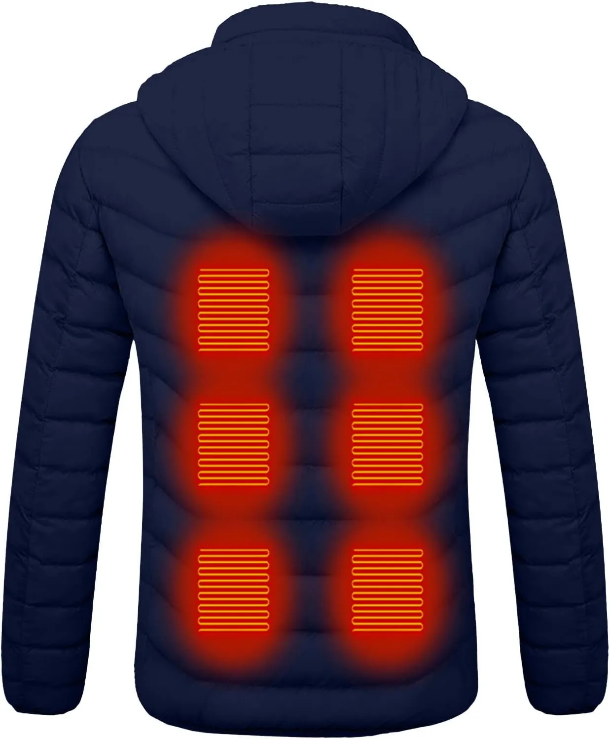 Men Women Heated Coat Rechargeable Smart Heating Hooded Jacket Winter Lightweight Thermal Outdoor Adjustable Warm Puffer Coat