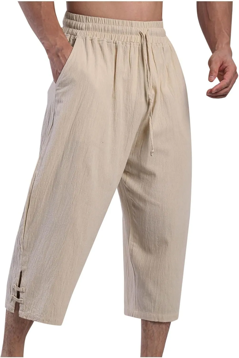 Mens Linen Pants Baggy Elastic Waist Lightweight Casual Pants for Men Mens Golf Pants 80S Outfit for Men Beach Clothes