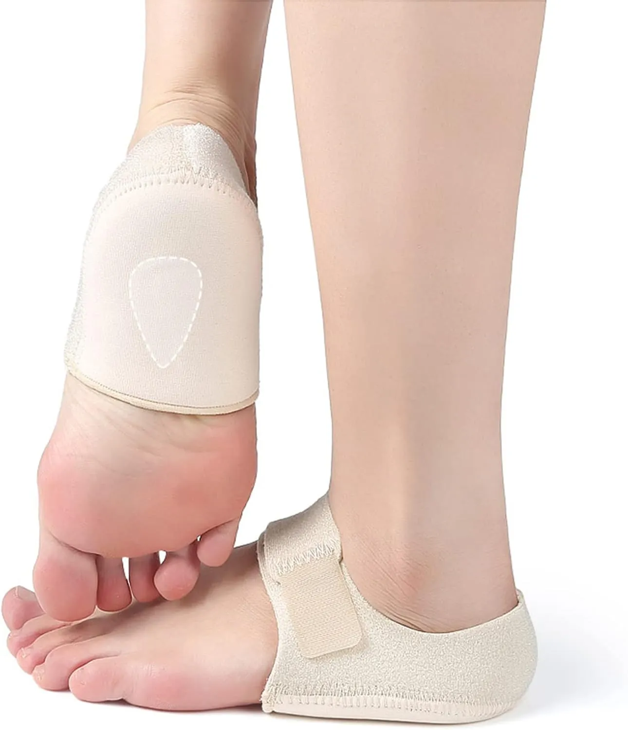Plantar Fasciitis Heel Cups for Heel Pain 【Updated Version】 Heel Protectors Heel Sleeves Pads, Heel Support for Heel Pain, Heel Spur, Cracked Heels for Women and Men (Beige, M 5-8 / W 6-9.5)