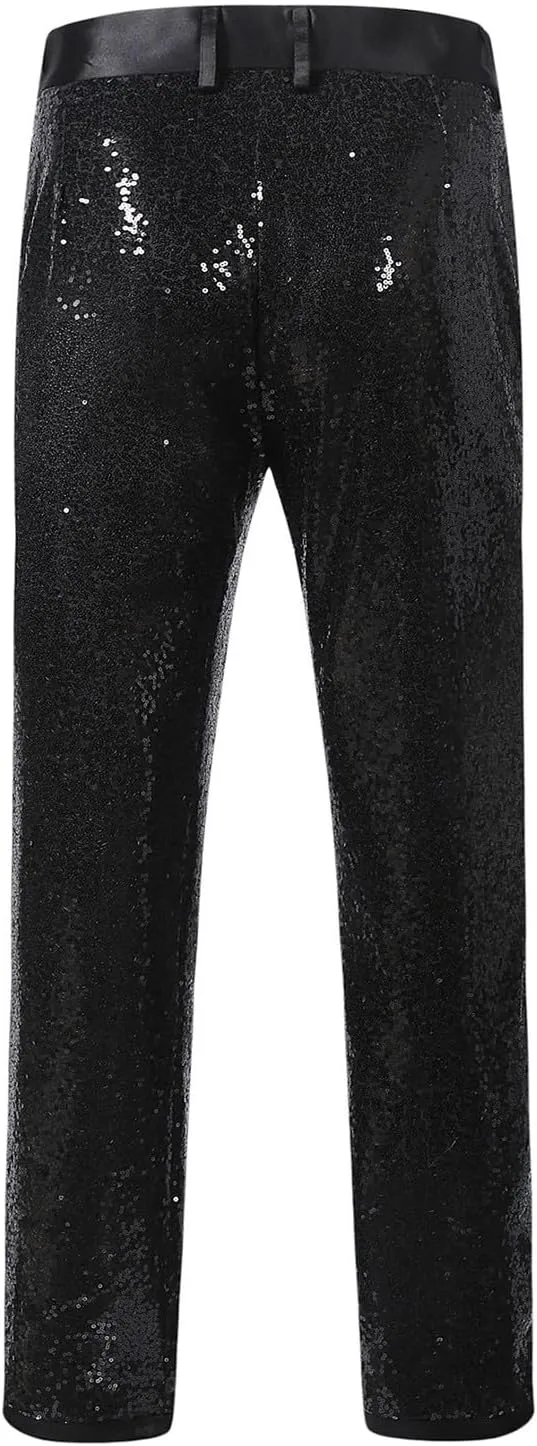 Sequin Pants Men Party Dress Pant Vintage Shiny Sparkly Straight Leg/Bell Bottoms Trousers 70S 80S Outfit for Men