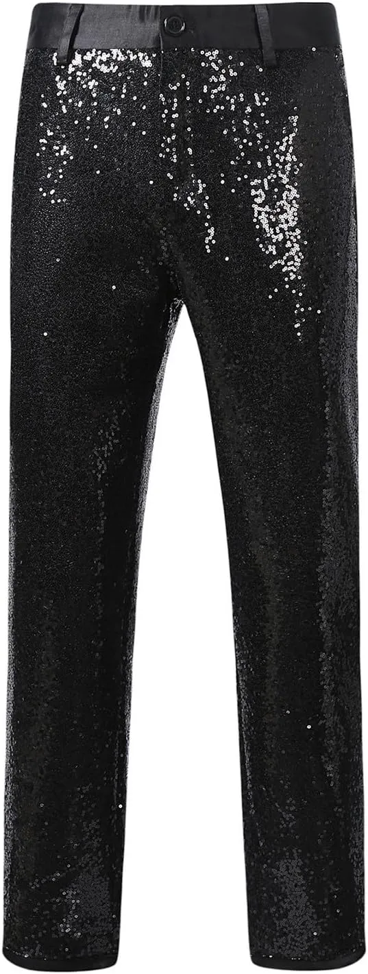 Sequin Pants Men Party Dress Pant Vintage Shiny Sparkly Straight Leg/Bell Bottoms Trousers 70S 80S Outfit for Men