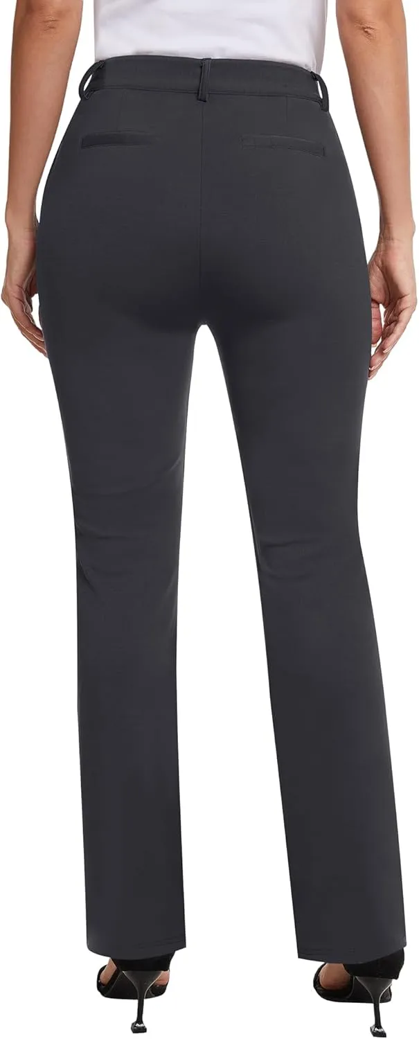 siliteelon Women's Straight Leg Dress Pants Stretchy High Waisted Work Office Trousers Yoga Bootcut Slacks with Pockets