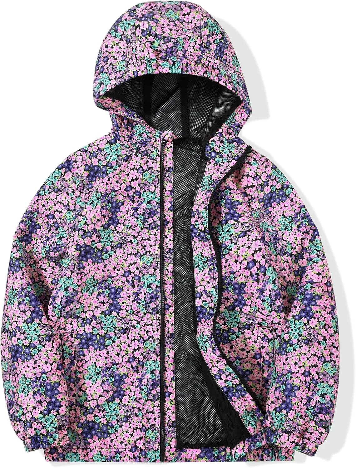 SUNDAY ROSE Girls Windbreaker Jackets Lightweight Water Resistant Coat Outwear with Hooded for Kids