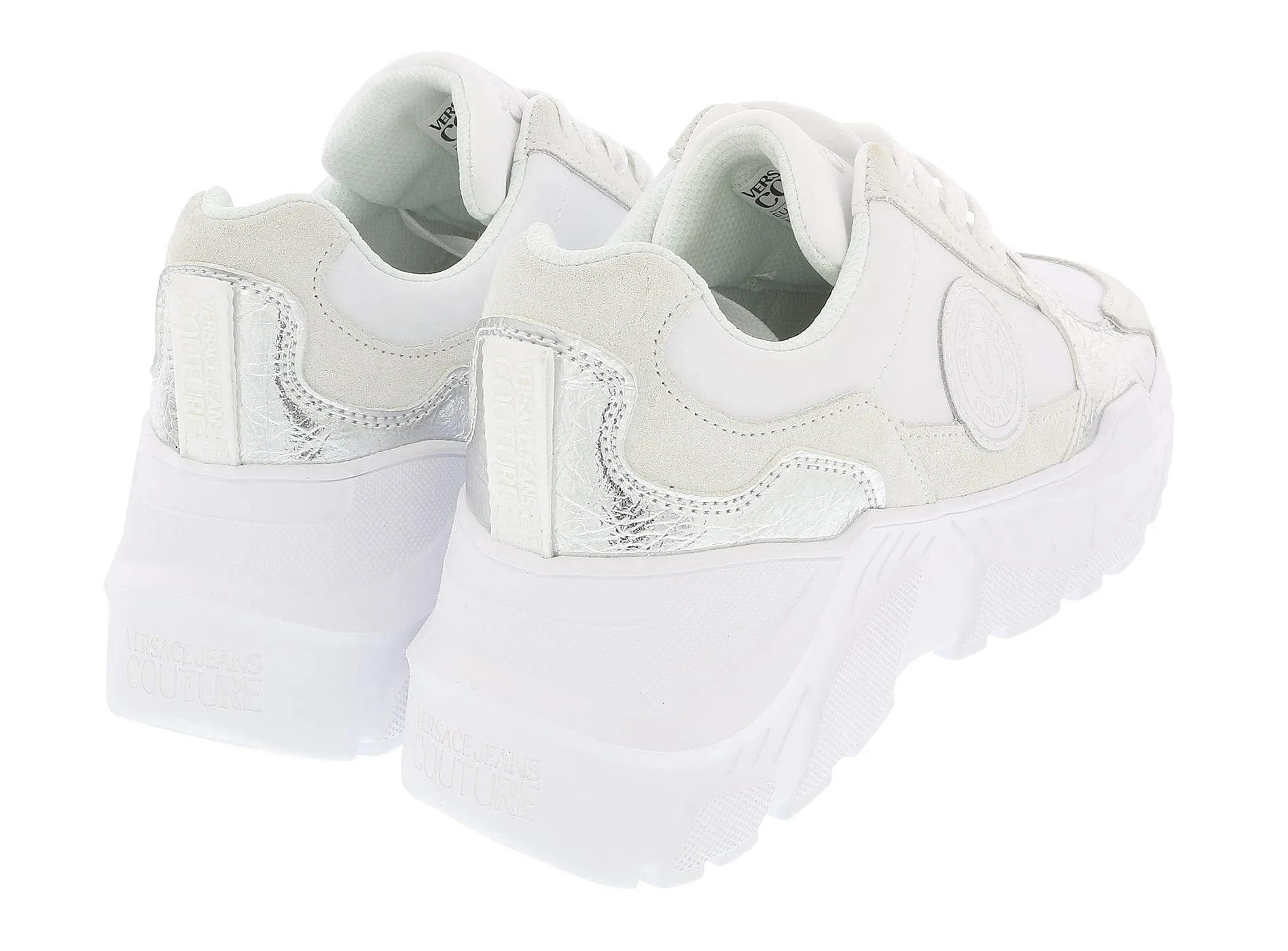 Versace Jeans Couture White/Silver Athletic Fashion Sneakers