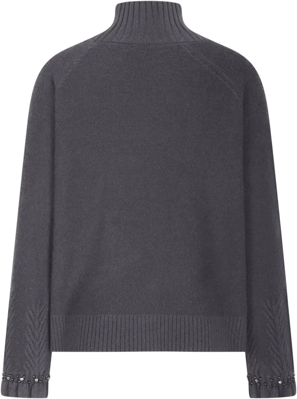 Women's Casual Sweater Turtleneck Ribbed Knitted Plush Sequined Lace Sleeves Striped Turtleneck 2024 Fall Winter Clothes